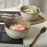 在飛比找ETMall東森購物網優惠-美藍陶瓷 日式復古陶瓷碗 ins風拍照好看韓式沙拉碗小湯碗瑕