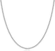 [Hadoken] 925 Sterling Silver Clasp Box Chain, 2mm Silver Chain for Men Women Silver Necklace Chain 16-30 Inches