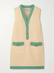 [Valentino Garavani] Valentino Garavani - Two-tone Canvas Mini Dress - Cream - IT40 IT 40 Cream