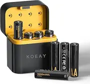 Rechargeable AA Batteries Lithium 8 Pack with Fast Charger,1.5V 3000mAh High Capacity, Long Lasting AA Lithium Batteries, Constant Output Li-ion Double a Batteries Cycle Times up to 1600x Times