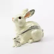 Kingspoint Designs Snowy the White Bunny Rabbit Trinket Box w/ Matching Necklace