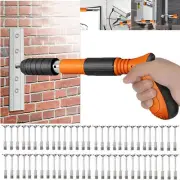 Manual Steel Nail Gun w/ 50 Pcs Round Nails Silencing Mini Nail Gun Riveting Gun