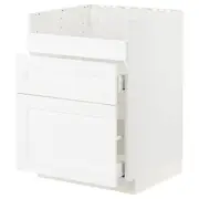METOD / MAXIMERA base cb f HAVSEN snk/3 frnts/2 drws, white Enköping/white wood effect, 60x60x80 cm