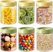 Blissora Glass Jars with Lids Air Tight, Wide Mouth Mason Jars, Overnight Oats Container Jar, Food Storage Containers for Meal Prep Spice Cookie Cereal Sugar Pickle Yogurt Salad (700ml, 6 Pack)