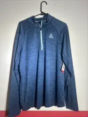 Reebok Men's Quarter Zip Jacket "Blue Wing Teal" Slim Fit