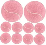 NULYLU 12pcs Tennis Exercise Ball Bouncy Balls Elastic Training Balls Pink Felt