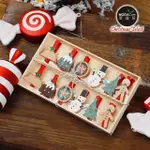 【摩達客】耶誕-聖誕裝飾文具-原木小木夾子10入套組(薑餅人雪人系款)
