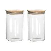 2pc Ecology Pantry 19cm Square Glass Canister Storage Organiser w/ Bamboo Lid