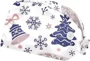 [WOSHJIUK] Working Hat 2 Pack Scrub Caps for Women,Snowflake Christmas Forest Deer,Tie Back Cap Adjustable Scrub Hat