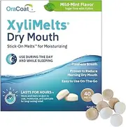 OraCoat XyliMelts for Dry Mouth, Stick-on Melts for Moisturizing,Fresh Breath Gluten Free, Mild-Mint Flavour 1 Pack (40)