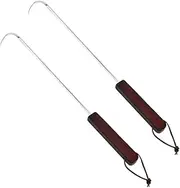 2Pcs Stainless Steel Roasting Sticks with Non Slip Handle Long Meat Hooks for BBQ Beach Cookware Supplies for Roasting Meat Chicken Wings and Vegetables