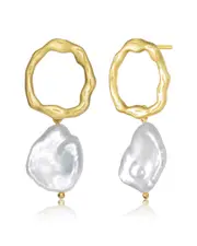 Genevive 14K Over Silver 18.4-14mm Pearl Earrings