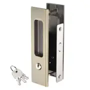 Sliding Door Lock Invisible Recessed Handle Latch Pocket Door with Keys Bronze