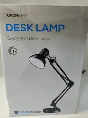 TORCHSTAR Swing Arm Desk Lamp E26/E26SICKET Black Finish.