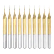10pcs 0.2mm Titanium Coat Carbide End Mill Engraving CNC Router Bits 1/8" Shank
