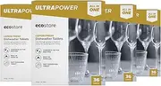 4x Multi Pack Ecostore Ultra Power ALL-IN-ONE Dishwasher Tablets 720g/36 tabs - Cuts Through Grease & Stubborn Dried-on Food, Sparkling Clean Dishes, No Rinse Needed, Plant & Mineral Based