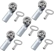 Beeiee Cabinet Cam Lock Set,Tubular Cam Lock with Triangle Socket Key, 90 Degree Rotation Zinc Alloy Chrome Plated for Securing Cabinet Doors Mailboxes (T Socket 5 Set)