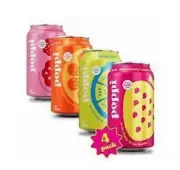 POPPI assorted Sparkling Prebiotic Soda, Juice, 12oz (4 Pack)