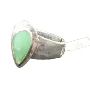 The Sak Silver tone Large Aqua Stone Hinged Bangle Bracelet NWT