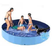 97'' Foldable Dog Pool, Kiddie Pool, Plastic Non-Slip Kids Pool, Heavy Duty