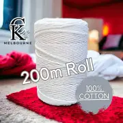 3mm 1ply macrame string WHITE Cotton Soft Rope Single Yarn Supplies Melbourne