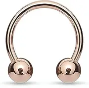 [TinyStudio] 16G Rose Gold Horseshoe Circular Rings Stainless Steel for Lip Eyebrow Tongue Nipple Helix Tragus Cartilage Daith Septum Piercing Jewelry