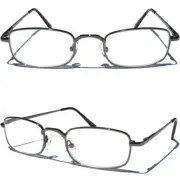 METAL FRAME FULL LENS READING GLASSES Black Chrome Gun Metal w Spring Hinges