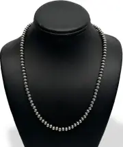 Native American 7mm Sterling Silver Navajo Pearls 20" Hook & Eye Cone Necklace