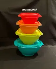 ✅ Brand New Tupperware SERVALIER 4-Pc BOWL SET W/AIR TIGHT SEAL~Multicolor *