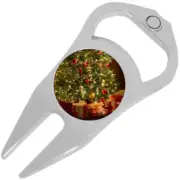 Christmas Tree Presents Golf Ball Marker Divot Repair Tool Bottle Opener
