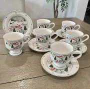 12 Piece Sango SILENT NIGHT Christmas Winter Holiday Coffee Tea Cups Set Vintage
