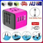 Universal International Travel Adapter 3 USB &Type-C Outlet Converter Plug Power