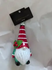2024 Robert Stanley Christmas Ornament Glass Pointy Head Gnome Santa 5” NWT