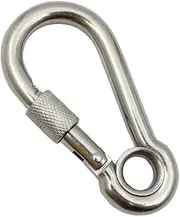 M8 Auto Locking Carabiner Clip, 316 Stainless Steel Heavy Duty Carabiners with Nut Gauge for Hammock, Camping, Hiking, Backpack (2 Packs)