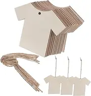 FIXOSHEE 20pcs Unfinished Wood Tags: T Shirt Shaped Retail Labels with Holes and Twine for Labeling Packaging Home Decor for Special Occasions