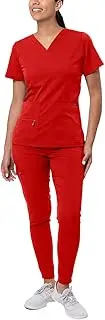 [Adar Uniforms] Adar Pro Flawless Plus Scrub Set for Women - Elevated V-Neck Top & Jogger Scrub Pants - P9600 - Apple - M