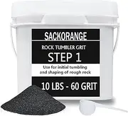 SACKORANGE 10lb step 1 rock cup grain-coarse 60 silicon carbide grain, cup media grain, rock polishing media, works with any stone cup, polisher