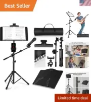 Lightweight Portable Music Stand with Carry Bag and Microphone Holder - 4.4 lbs