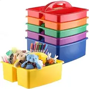 BATTIPAW 6PCS Classroom Caddy Organizer, Plastic Caddy Storage with Handle, School Supplies Organizer for School Kindergarten Art Teachers