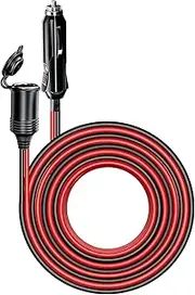 4M 13FT Car Cigarette Lighter Extension Cord, Heavy Duty 12 V 24 V Cigarette Plug to Socket Extension Cable with 15 A Fuse Dust-proof Cap