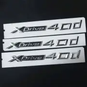 3x Silver XDrive 40d Chrome Plastic Sticker Emblem Decal Badge Turbo Diesel Auto (for: Peugeot)