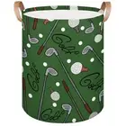 Large Laundry Basket Collapsible Laundry Hamper Cartoon Green Golf Ball Sport...