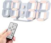 Digital Wall 3D Led Desk Clocks 10 '' Big Display One-Touch Light Switch Alarm