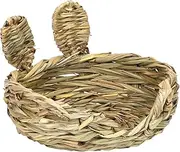 Yajuyi Rabbit Grass Bed Grass House for Rabbits,Pet Hay Bed,Bunny Bedding Nest for Rabbits, Half Opening Style