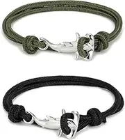 [XAM] 2 3PCS Ocean Series Bracelet Handmade Hammerhead Shark Whale Orca Tail Bracelet Multi-Layer Wrapped Hand Cord Waterproof Paracord Student Couple Beach Accessories Ocean Lover Men's Friendship Bracelet