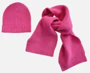 ️NEW Authentic PRADA Pink 70% VIRGIN WOOL 30% CASHMERE Scarf & Beanie Hat M