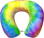 SKKNT Tie Dye Print Lightweight Travel Neck Pillow U-Shaped Memory Foam Head Neck for Airplanes