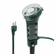 BN-LINK Outdoor Yard Stake Mechanical Timer Auto on off 6 Grounded Outlets, 6ft