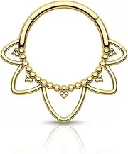 [Agrewd] Jewellery Minimalist Lotus Flower G23 Solid Titanium Septum Piercing 16G 316L Stainless Steel Septum Clicker Silver Gold Daith Earrings 8/10 mm Daith Piercing Jewellery for Women Men
