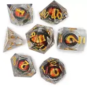 Fire Dragon Eyeball Dice Cat Eye Red Orange D&D Dungeons Dragons DnD RPG